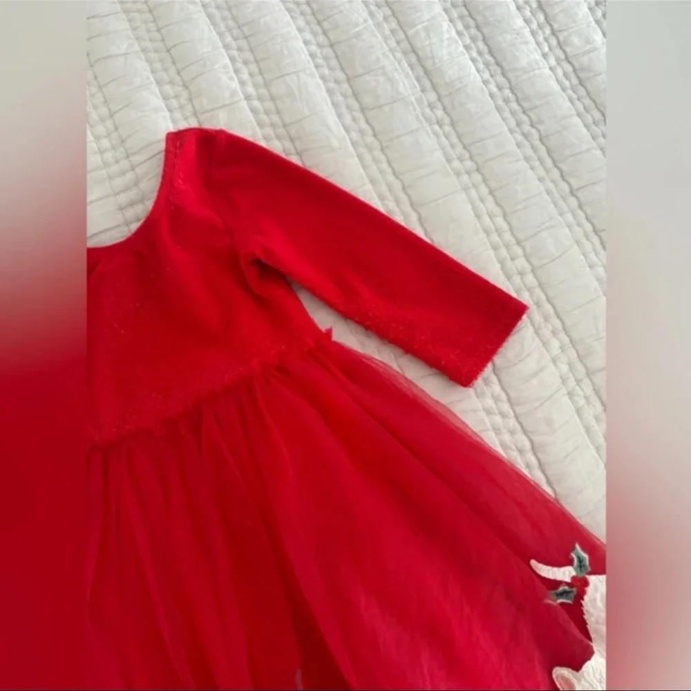 Mini Boden Kitty Cat Christmas Velvet and Tulle Dress - Picture 2 of 11